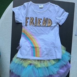 Rainbow Design Friend Top and Skirt Kids New Size :  XL